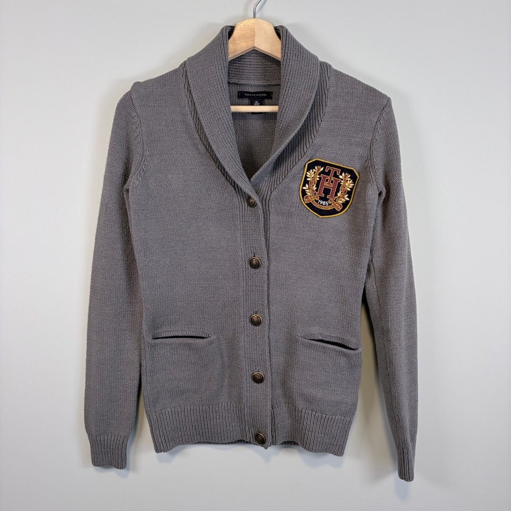 Tommy Hilfiger Cardigan Button Front Colligate Heritage Academia Gray Women's XS - Picture 2 of 13
